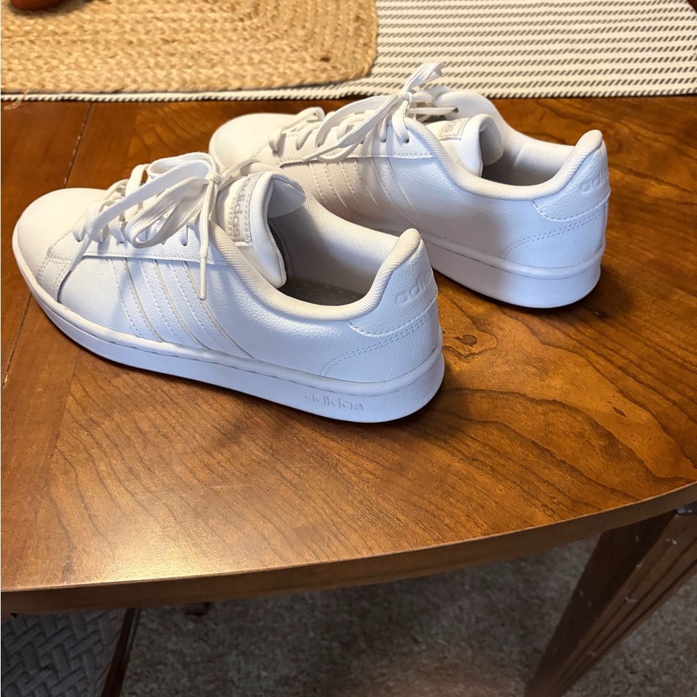 adidas Women's White Leather Sneakers - Picture 3 of 6